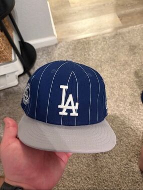 LA Dodgers blue pinstripe hat
